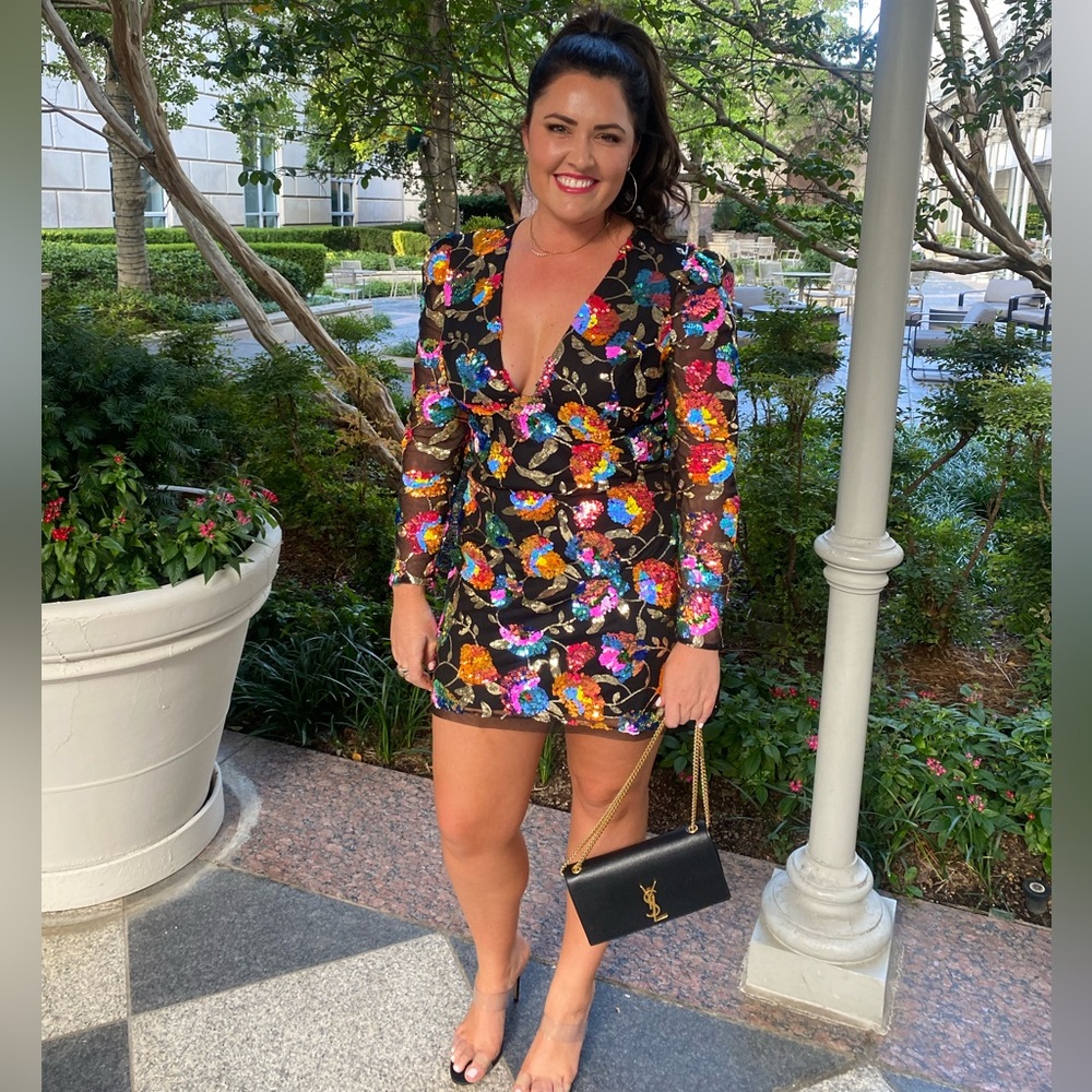 Colorful Sequin Floral Dress